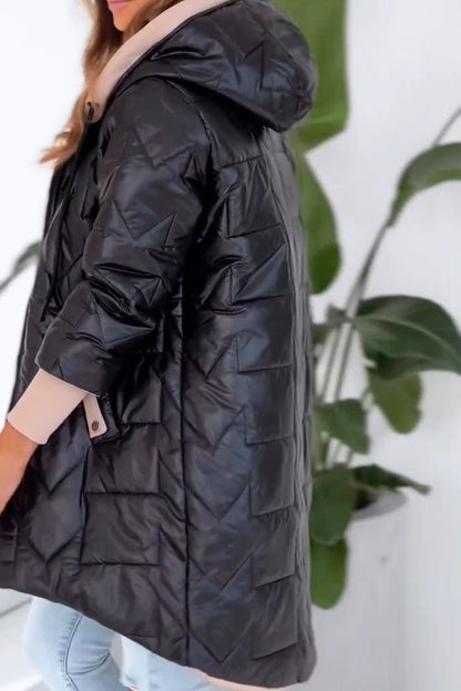 Giacca Invernale da Donna in Colore Pieno con Cappuccio e Zip per Comfort e Stile