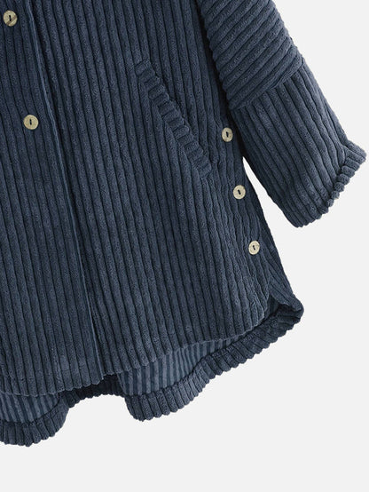 Cappotto Taglia Grande con Cappuccio e Orlo Asimmetrico