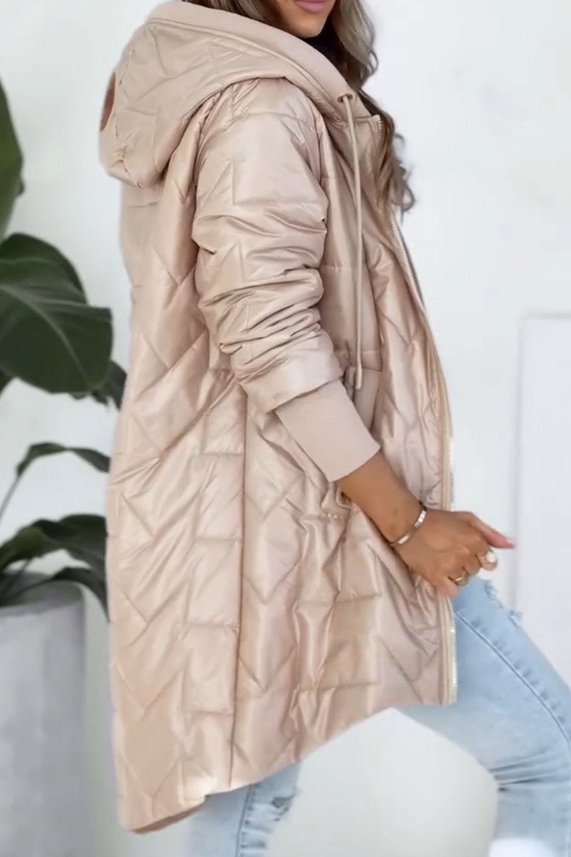 Giacca Invernale da Donna in Colore Pieno con Cappuccio e Zip per Comfort e Stile