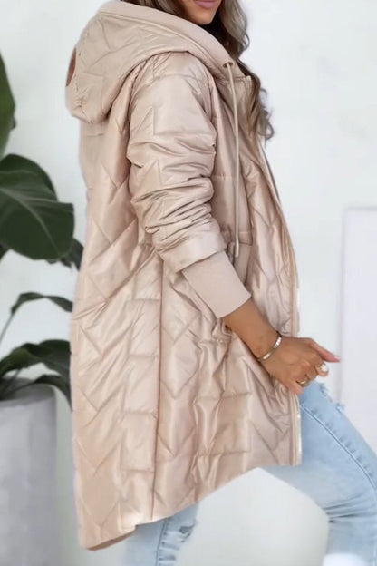 Giacca Invernale da Donna in Colore Pieno con Cappuccio e Zip per Comfort e Stile
