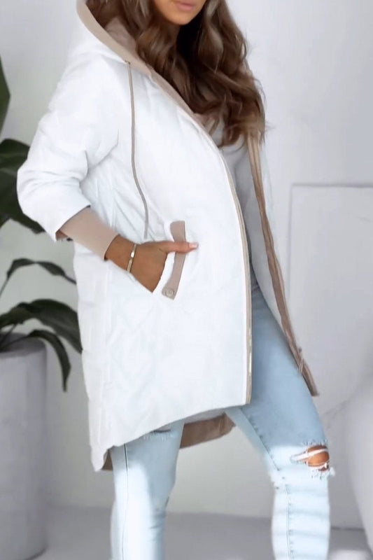 Giacca Invernale da Donna in Colore Pieno con Cappuccio e Zip per Comfort e Stile