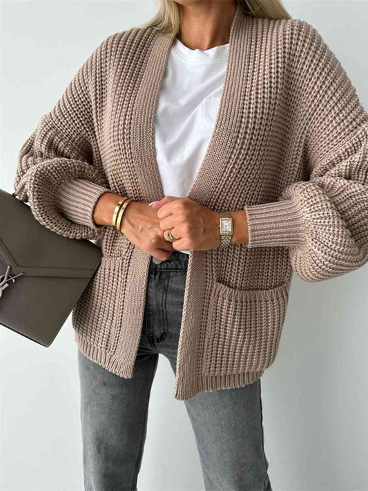 Cardigan Aperto con Spalle Cadenti per uno Stile Informale e Chic