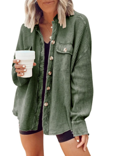 Giacca Camicia con Chiusura a Bottoni per Stile Quotidiano