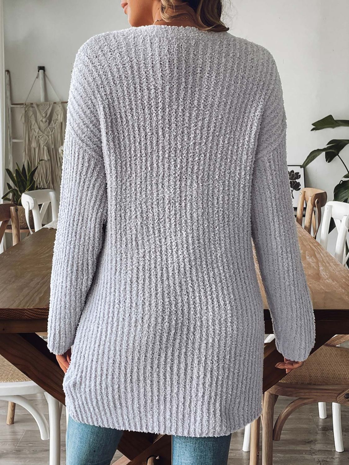 Cardigan Aperto con Dettaglio Nodo - Manica Lunga