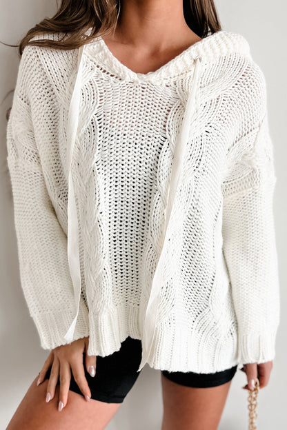 Felpa con Cappuccio in Maglia Intrecciata per un Look Chic