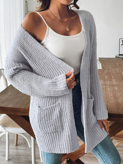 Cardigan Aperto con Dettaglio Nodo - Manica Lunga