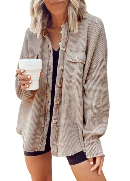 Giacca Camicia con Chiusura a Bottoni per Stile Quotidiano