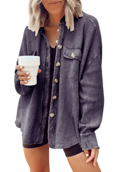 Giacca Camicia con Chiusura a Bottoni per Stile Quotidiano