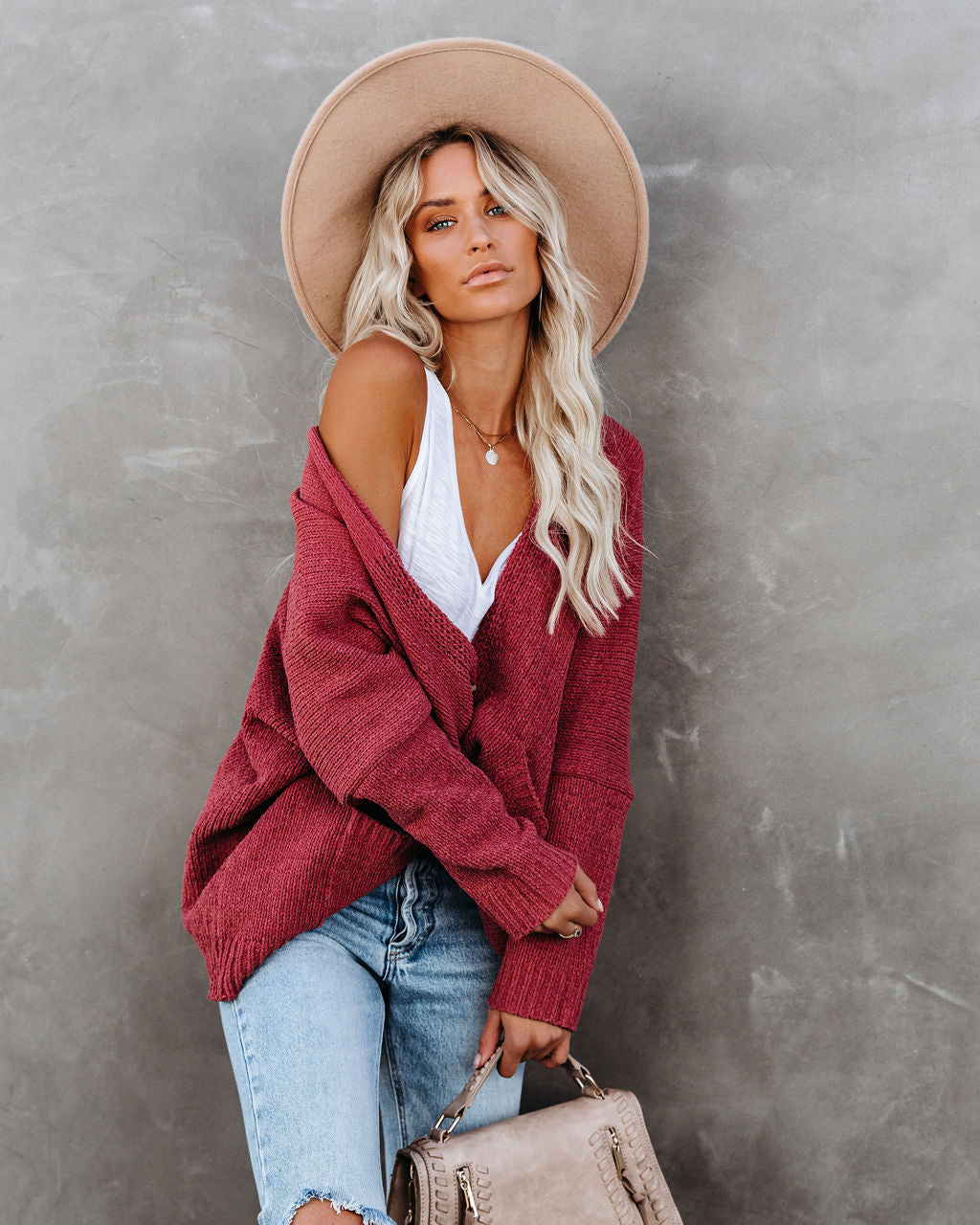 Cardigan con Tasche e Bottoni - Rosa Vintage