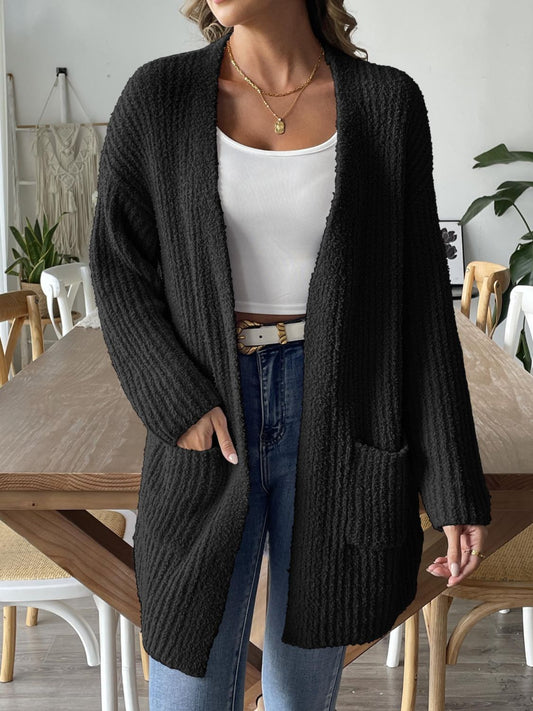 Cardigan Aperto con Dettaglio Nodo - Manica Lunga
