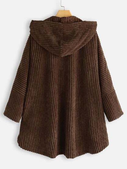 Cappotto Taglia Grande con Cappuccio e Orlo Asimmetrico